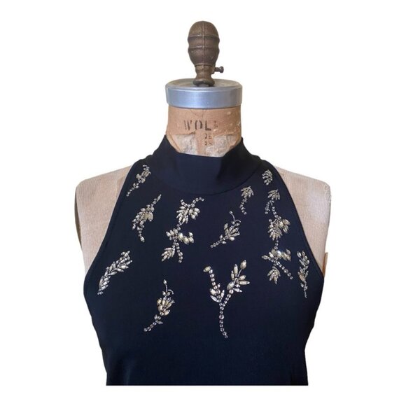Givenchy Paris Black Cocktail Dress Crystal Rhinestone Floral Embellishm… - Picture 11 of 14